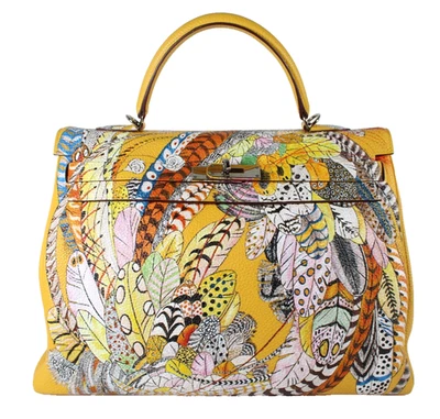 Bolso KELLY 35 HERMES Jaune d'Or Amarillo Togo Cuero Pintado Personalizado con Correa PHW Foto 1 de 4