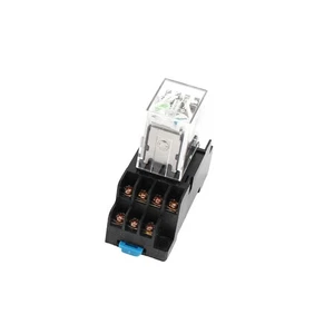 5X Bobina DC 24V luce verde 4PDT 14 pin relè di alimentazione + base presa - Foto 1 di 1