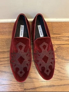 Steve Madden Men's Burgandy Velvet Slippers Loafers Size 7.5 - Picture 1 of 9