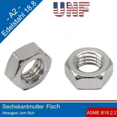 UNF Dado Esagonale Piatto Asme B18.2.2 Acciaio Inox A2 (18.8/304) - Immagine 1 di 4