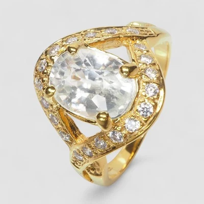 Anillos hechos a mano de plata de ley 925 ovalados de circón blanco brillante de 3,50 quilates talla 7 Foto 1 de 4