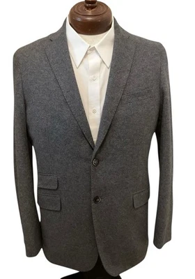 CORTEFIEL US 52 UK 42 ‘Tailored Fit’ Charcoal Gray Wool Leather Trim Blazer - Image 1 of 4