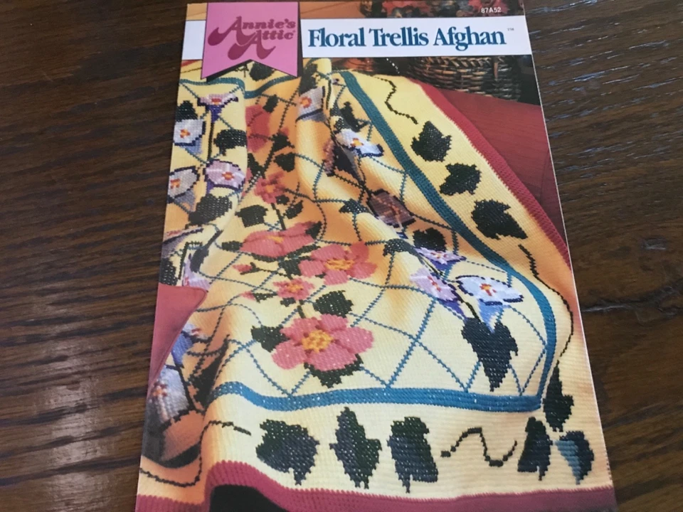 Annie Attic Floral Trellis Afghan Leaflet Crochet - Image 1 of 1