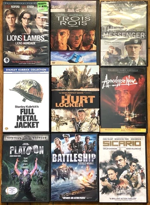 Lot of 9 Movies DVD Military-Related Full Metal Jacket, Apocalypse Now, Platoon - Image 1 of 4