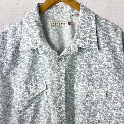 Roper Pearl Snap Western Shirt Short Sleeve Paisley Floral Men's 3XL - Image 1 of 4