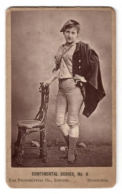 UNUSUAL RADDITY CDV - Pantalones ajustados de mujer burlesca vestida de hombre c1890 escocés Foto 1 de 2