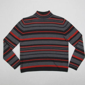 Suéter Pendleton Vintage Para Mujer Pequeño Rojo Rayas Cuello Simulado Lana Merino AGUJEROS - Imagen 1 de 9