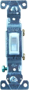 EATON Wiring 1301-7W 15 Amp einpolig Erdung Kippschalter Lichtschalter weiß - Bild 1 von 3