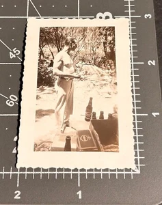 1940s Beefcake Shirtless Muscle Man Vintage Gay Int Snapshot PHOTO - Picture 1 of 3