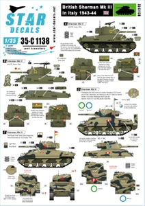 Star Decals 1/35 British Sherman Mk.III in Italy 1943-44 decal 35C1138 - Picture 1 of 2