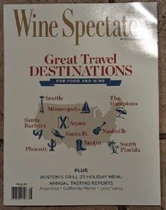 WINE SPECTATOR MAGAZINE NOVEMBER 30, 2023 GREAT TRAVEL DESTINATIONS - Foto 1 di 1