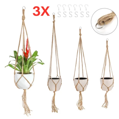 DDDONE 3Pcs Garden Rope Macrame Plant Hanger Indoor Hanging Planter Basket Pot Holder
