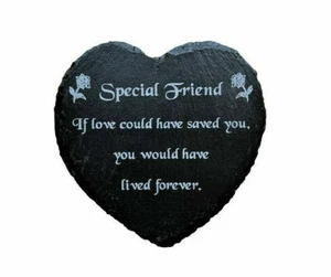 Engraved Natural Slate Heart Memorial Grave Marker Plaque for a Special Friend - Picture 1 of 1