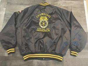 VTG Teamsters Local 463 Philadelphia PA Mens 2XL Satin Bomber Jacket - Picture 1 of 15