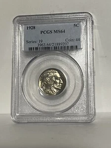 1928 Buffalo Nickel PCGS MS-64 Light Purple Toning - Picture 1 of 2