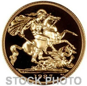 1987 GREAT BRITAIN 1/4 OZ .2355 AGW GOLD SOVEREIGN QUEEN ELIZABETH PROOF COIN - Picture 1 of 2