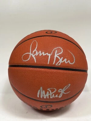 Magic Johnson & Larry Bird Signed Spalding Basketball NBA PSA BAS - Image 1 of 3