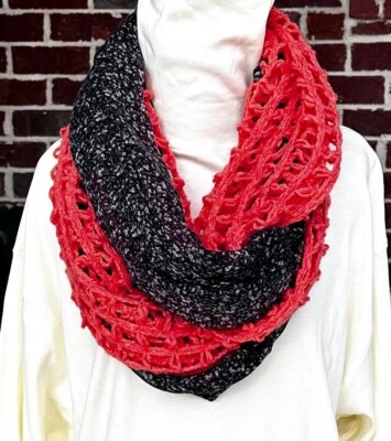 Anthropologie Infinity Bufanda Crochet Boho Naranja En Capas Kimchee Azul Diseñador Foto 1 de 4