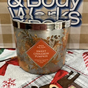 Bath & Body Works SWEET CINNAMON PUMPKIN ๐ Scented 3 Wick CANDLE 25-45 HOURS - Picture 1 of 4