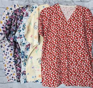 Mixed Lot Of 5 Women's Medical Scrub Shirts Assorted Patterns Size Large