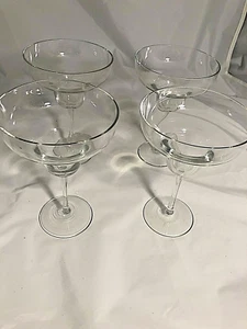 Juego de 4 vasos Margarita de vidrio de corte esterlina Parfait de tallo largo - Imagen 1 de 5