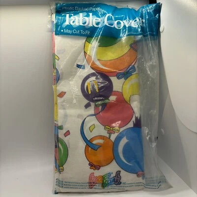 Vintage Lisa Frank Kitten Love Balloon Plastic Backed Tissue Tablecover 54x88 In - Image 1 of 4