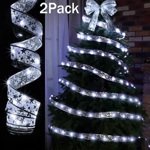 2Pack 16.4ft LED Ribbon Christmas Fairy String Lights Christmas Tree Party Decor - Picture 1 of 12