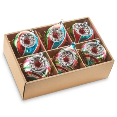 RAZ Imports Box Large Multicolor Vintage Ornaments Set/6 Christmas NEW 4320853