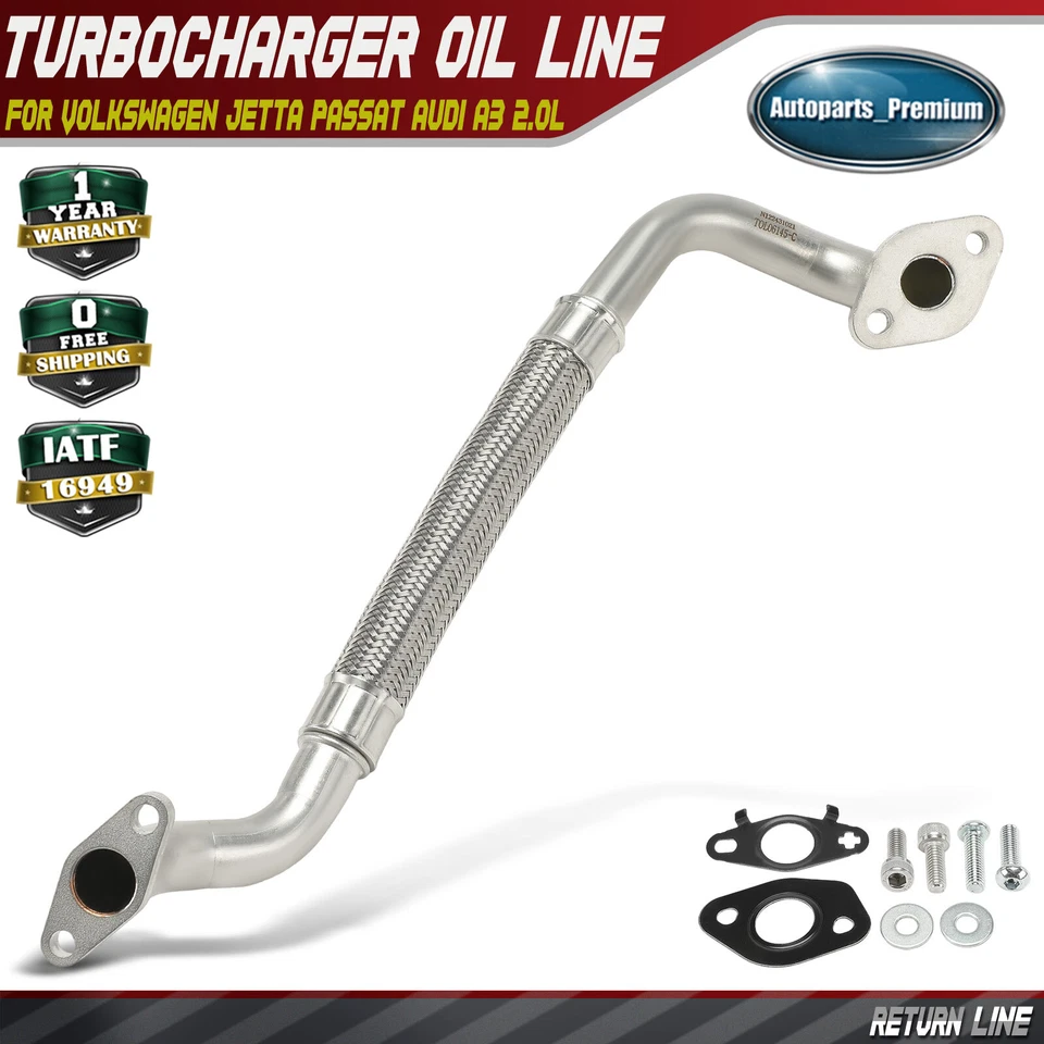 Línea de retorno de aceite turbocompresor para Volkswagen Jetta 2006-2008 Passat Audi A3 2,0 L Foto 1 de 4