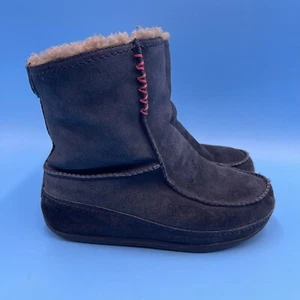 FitFlop Women's Mukluk Moc 2 Moccasin Suede Navy Boots Fleece - UK 4 / EU 37 - Picture 1 of 12