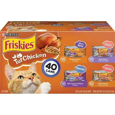 Purina Friskies 5.5 oz Canned Wet Cat Food - Chicken and Turkey Variety Pack, 40 - Image 1 of 4