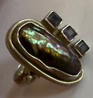 Vintage Navajo signed MD Mary Dayea Sterling Silver Amethyst modernist Ring 6.5