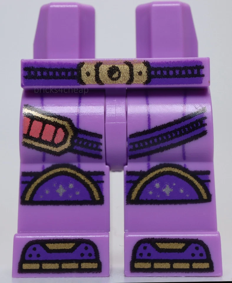 Lego Mediano Lavanda Caderas Piernas Púrpura Oscuro y Dorado Correas Rodilleras Dedos Foto 1 de 1