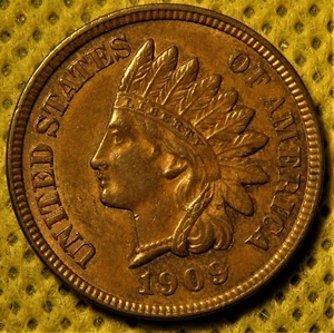 Almost Uncirculated 1909 Indian Head Cent doubled die large L over small L - Imagen 1 de 7