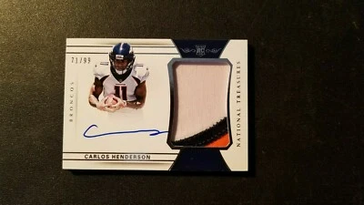 Carlos Henderson RC 2017 Panini National Treasures Auto Patch Jersey Broncos /99 - Image 1 of 2