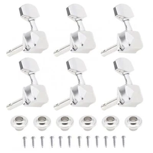 Nuovo Cromo Guitar Tuning Pegs 3R+3L Semi-chiuso Machine Heads Accordatori US - Foto 1 di 11