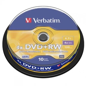 Tub 10 Discs Verbatim DVD+Rw 4.7GB 4X Pack 43488 Coil Lot Rewritable - Picture 1 of 1