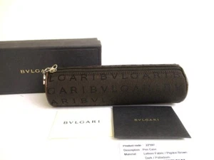 Authentic BVLGARI Logomania Brown Fabric Pencil Case Pouch #a755 - Picture 1 of 12