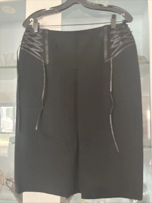 LA PERLA Falda Negra Lápiz Recto Liso con Cuero Talla M/L Italia Foto 1 de 4