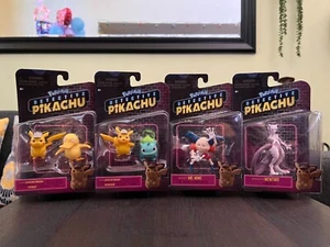 Juego de 4 figuras PoKéMoN Detective Pikachu Mewtwo Bulbasaur Psyduck Mr. Mine ¡Nuevo! - Imagen 1 de 4