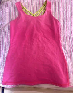 Ivivva/Lululemon SIZE 12 Hot Pink/Yellow Tank Girl's Top - Picture 1 of 3
