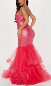 Fashion Nova Prom Dress Pink Bandage /Tulle Mermaid Party Ball Gown Sz M - Picture 1 of 3