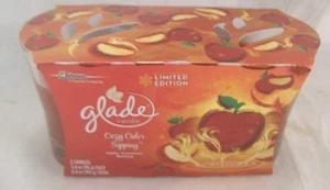 2 NEW GLADE SCENTED CANDLES IN GLASS HOLDERS Cozy Cider Sipping Scented - Picture 1 of 1