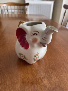 Shawnee Pottery Elephant Creamer With Gold Trim and Flowered Decals Patented USA - Picture 1 of 8