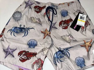 Men's Size Medium Swim Trunks Board Pool Shorts Khaki Tan Crab  Psycho Tuna - Picture 1 of 7