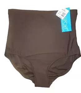 Vtg PB Sport 18 Tummy Control High Waisted Swim Briefs Full Coverage Brown NEW! - Picture 1 of 8