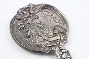 Antiker Jugendstil Simons Bros Repousse Sterling 1900 Handspiegel Jungfrauenblume - Bild 1 von 12