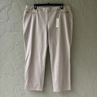 Pantalones al tobillo Chico's para mujer 4/XXL caqui tan adelgazantes escapada bolsillos con cremallera nuevos con etiquetas Foto 1 de 4