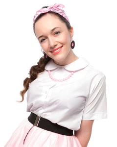 Blusa para mujer XS a 2X blanca cuello Peter Pan manga corta con botones - Hey Viv - Imagen 1 de 5