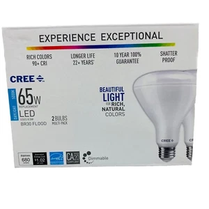 2-PK Indoor Flood LED BR30, 65W (Uses 8.5W) 5000 K, Cool White, 650 Lumens - Picture 1 of 3